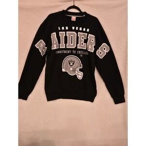 NFL Ultra Game Las Vegas Raiders Mens Medium Black Fleece Sweatshirt NWT 9015